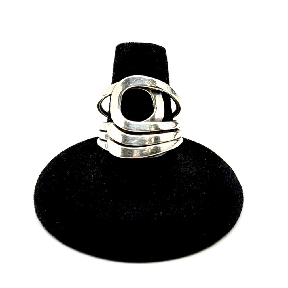 Sterling Silver Abstract Geometric Ring Split Band Overlap Loop Design Size 8